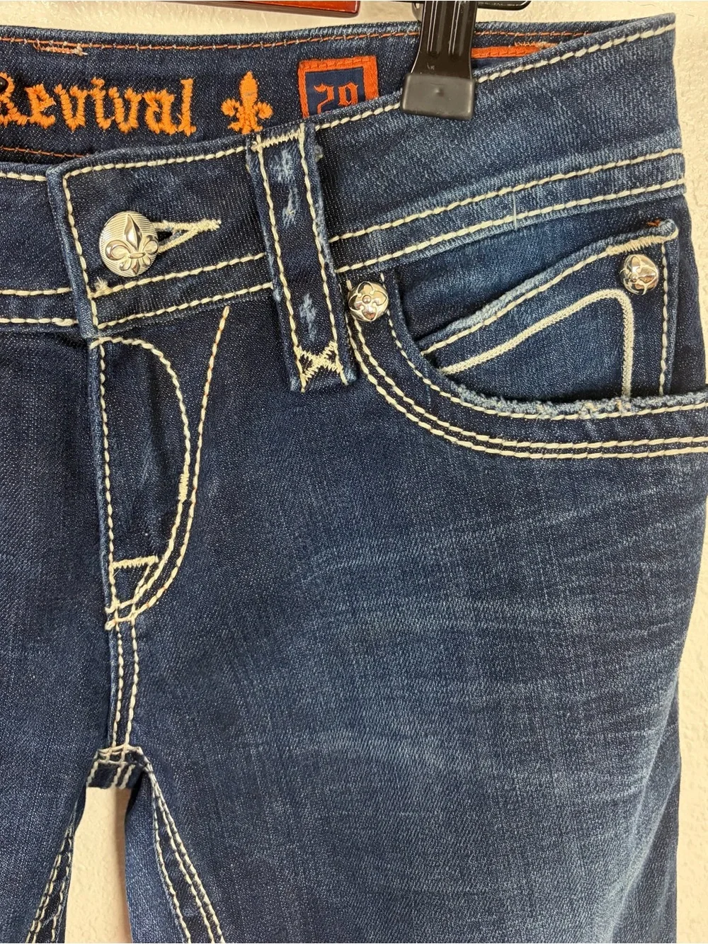 Rock Revival Heather Bootcut Jeans Women's Size 29 Medium Wash EUC Low Rise - Picture 8 of 11